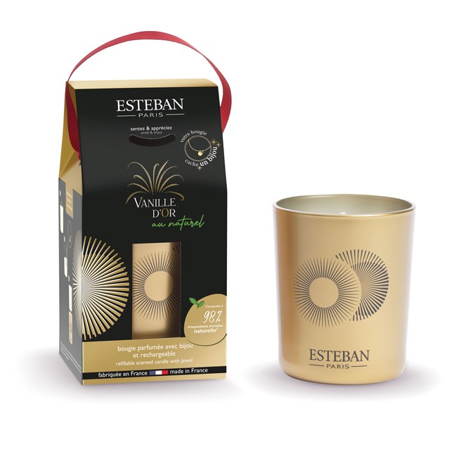 Esteban - Bougie bijoux Vanille d'Or au naturel