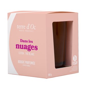 Dans les nuages bougie parfumée coton thé blanc 180 g terre d'Oc