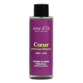 Cœur gravé sur l'écorce recharge Capilla parfumé cèdre tonka 150 ml terre d'Oc