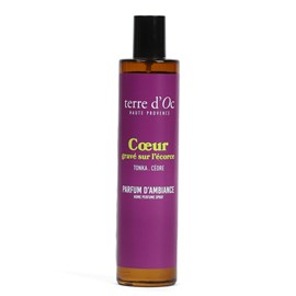 Cœur gravé sur l'écorce vaporisateur de parfum cèdre tonka 100 ml terre d'Oc