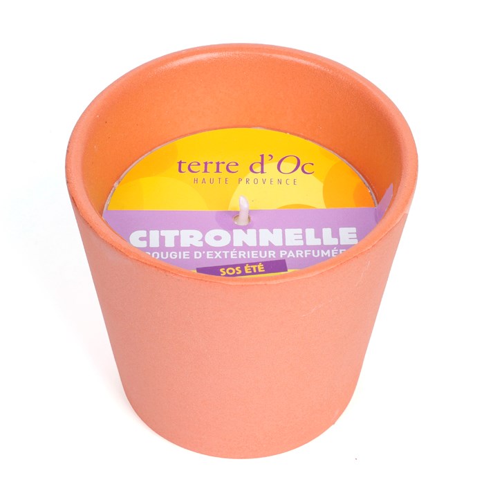 Terre d'Oc - Bougie d'extérieur parfumée citronnelle SOS été en cire végétale terre d'Oc