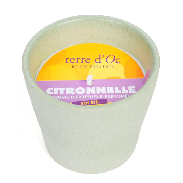 Bougie d'extérieur parfumée citronnelle SOS été en cire végétale terre d'Oc