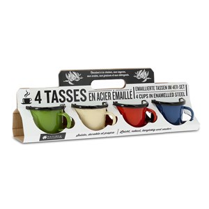 4 tasses en acier émaillé