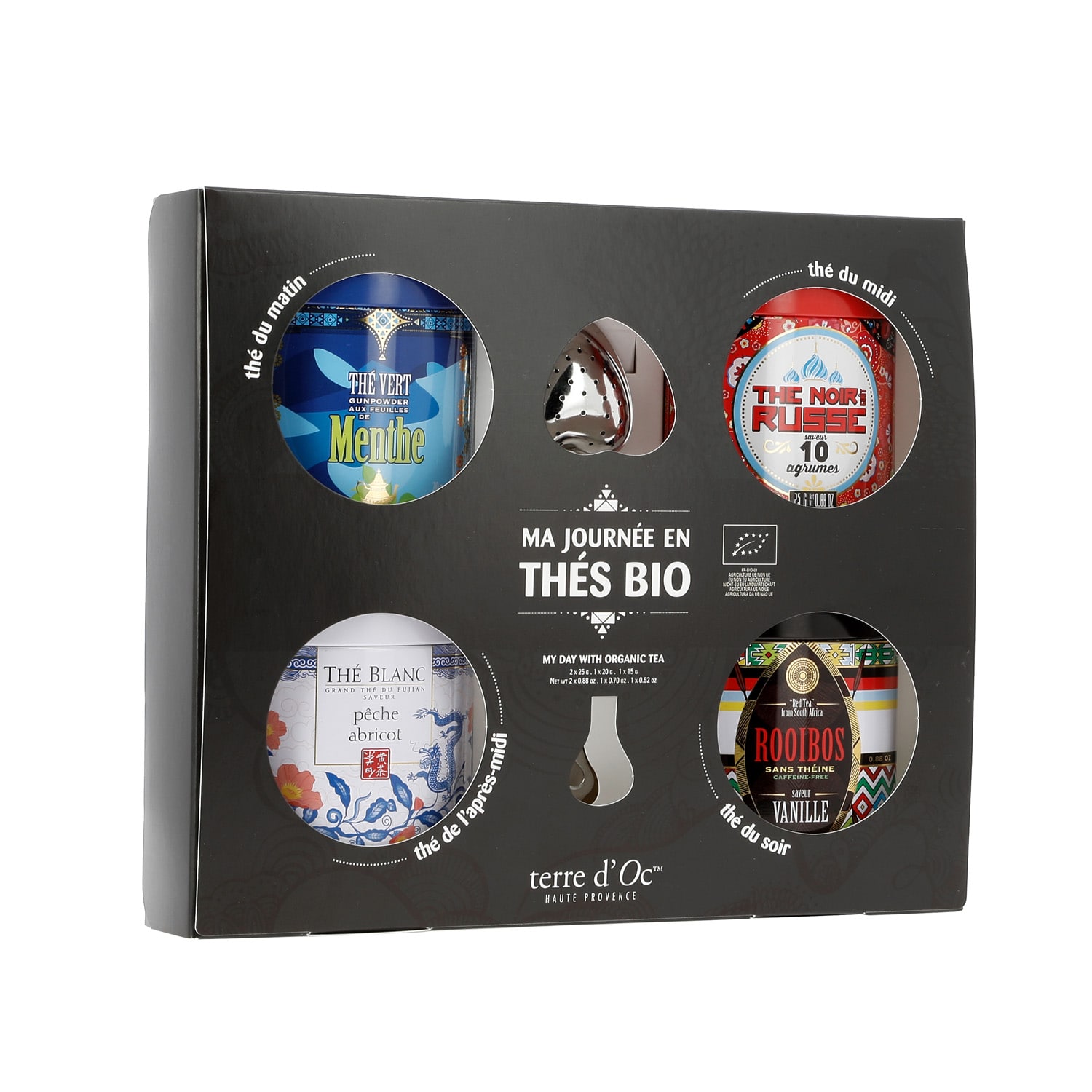 Coffret thés noirs Bio x4 - Assortiment de 4 boites métal médium - Human &  Tea