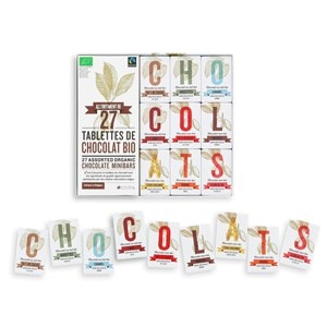 Coffret 27 tablettes de chocolat bio