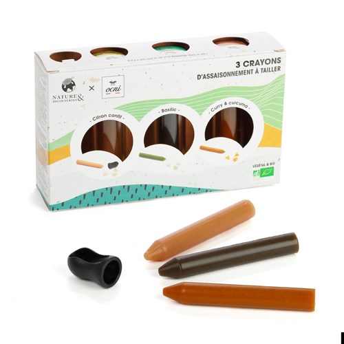 Nature & Découvertes - 3 crayons d'assaisonnement bio à tailler