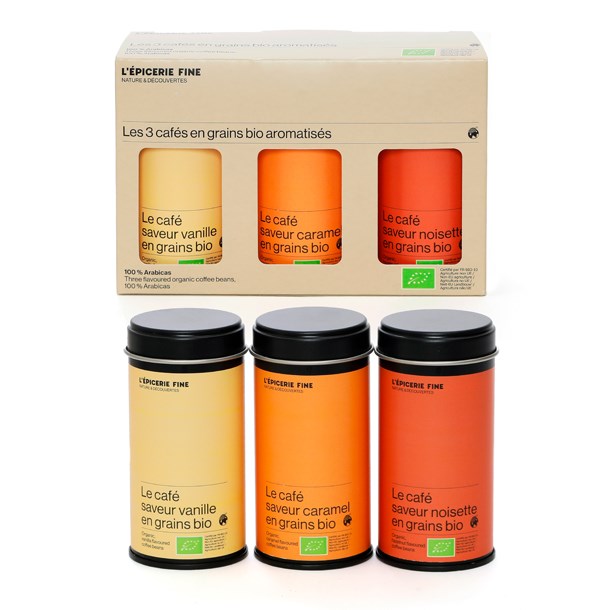 Nature & Découvertes - Coffret 3 cafés en grains bio aromatisés