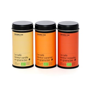 Coffret 3 cafés en grains bio aromatisés