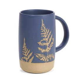 Mug en grès bleu feuilles