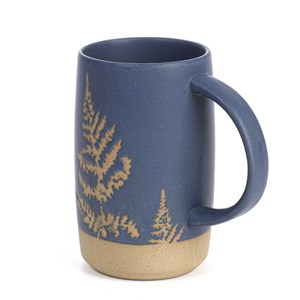 Mug en grès bleu feuilles