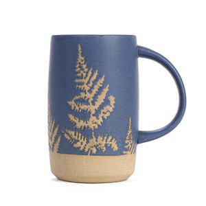 Mug en grès bleu feuilles