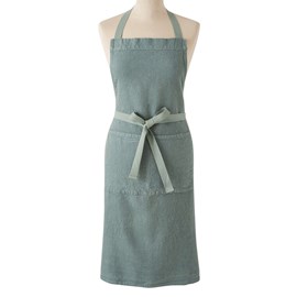 Tablier en lin vert de gris