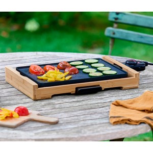 Plancha électrique support en bambou