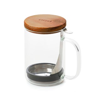 Mug à piston verre et bois