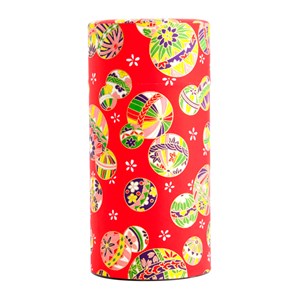 Boîte à thé métal et papier Washi 200g Rouge