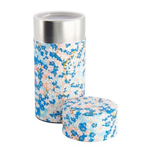 Boîte à thé métal et papier Washi 200g Bleu clair
