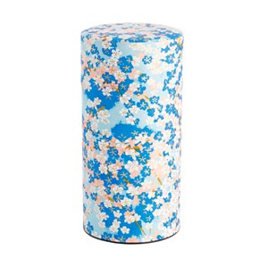 Boîte à thé métal et papier Washi 200g Bleu clair