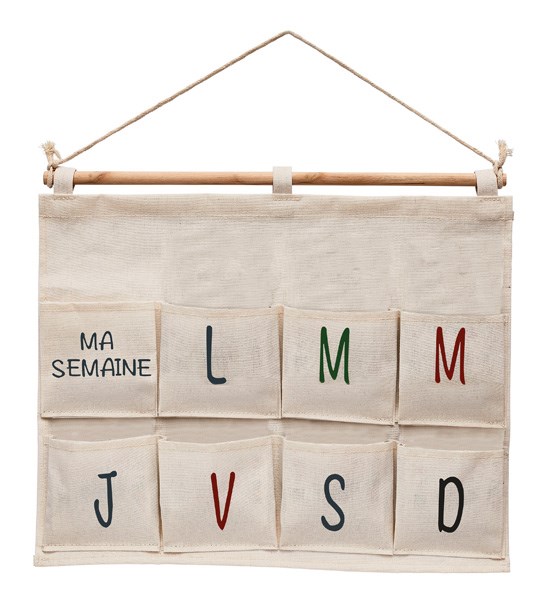 Semainier à suspendre coton bio