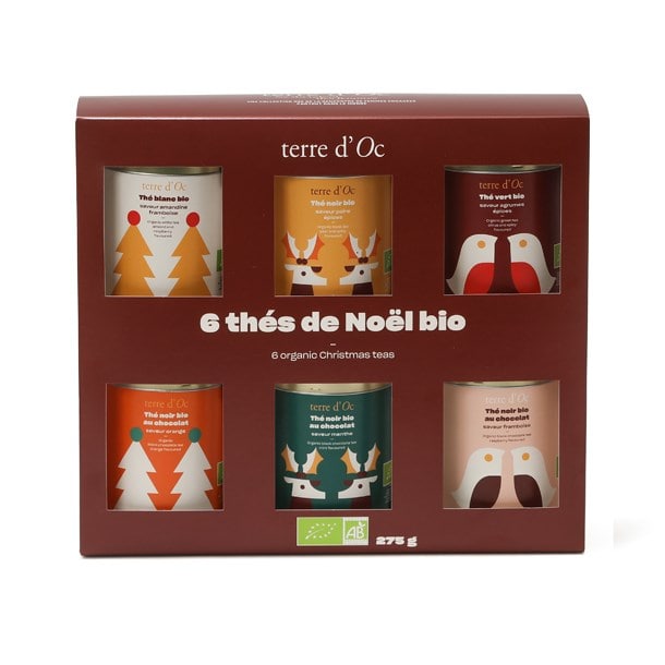 Coffret en noyer de 6 thés vrac BIO