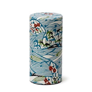 Boîte à thé métal et papier Washi 200g Bleu