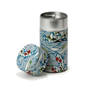 Boîte à thé métal et papier Washi 200g Bleu