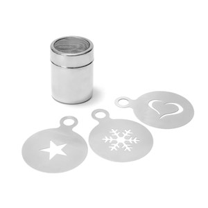 Coffret saupoudreuse et pochoirs à café