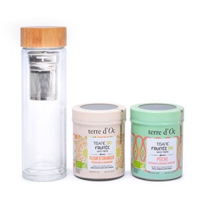 Coffret tisanes fruitées et gourde
