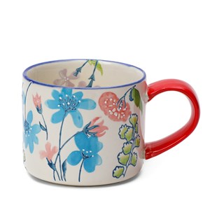 Mug fleuri en céramique Bleu clair