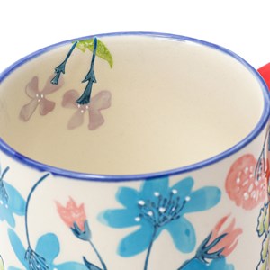 Mug fleuri en céramique Bleu clair