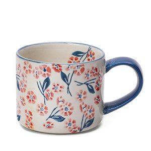 Mug fleuri en céramique Bleu foncé