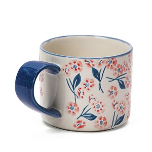 Mug fleuri en céramique Bleu foncé