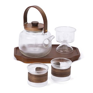 Service à thé bois et verre