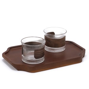 Service à thé bois et verre