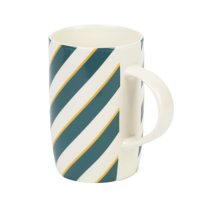 Grand Mug Blanc En Porcelaine Fine Anglaise - Motif Sac à Main Vert - Dimensions 13x8 Cm - Neuf Sans Étiquettes