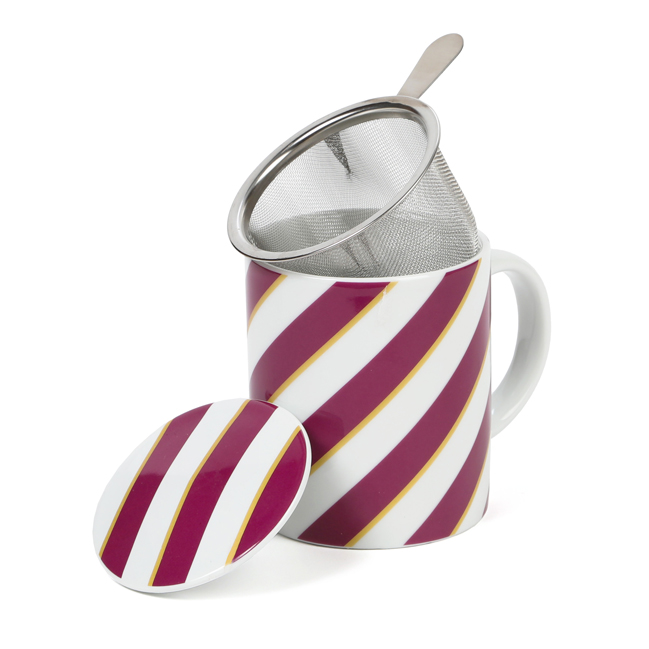 Tasse à Thé Porcelaine Fleur De Cerisier - 0,35L Avec Passoire Et Couvercle - Micro-ondes Et Lave-Vaisselle