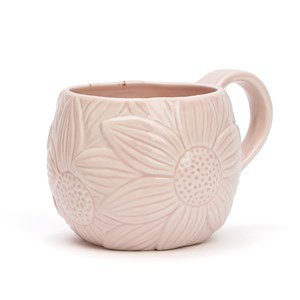 Mug fleur en grès Rose