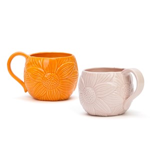 Mug fleur en grès Orange