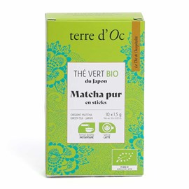 Thé vert matcha bio 10 sticks terre d'Oc