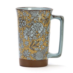 Mug fleuri en céramique Beige