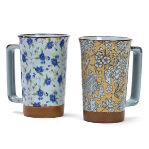 Mug fleuri en céramique Beige