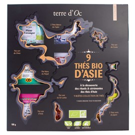 Coffret 9 boîtes collection de thés bio d'Asie terre d'Oc