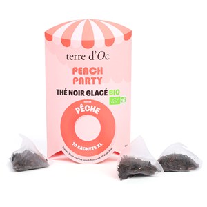 Thé noir glacé bio pêche Peach party 10 sachets XL terre d'Oc