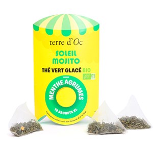 Thé vert glacé bio menthe agrumes Soleil mojito 10 sachets XL terre d'Oc