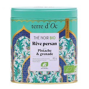 Thé noir bio Rêve Persan pistache grenade 80 g terre d'Oc