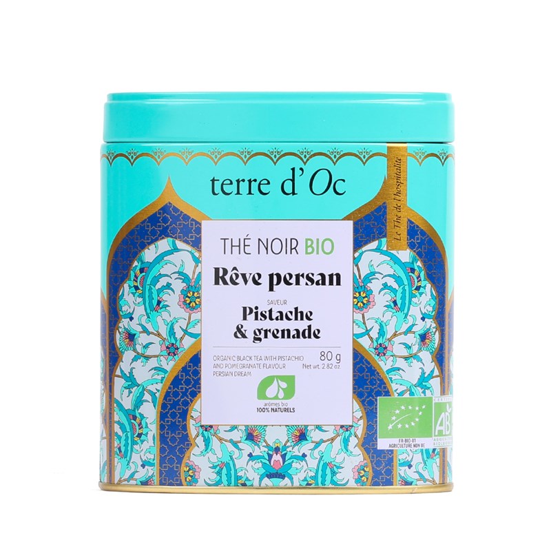 Thé noir bio Rêve Persan pistache grenade 80 g terre d'Oc