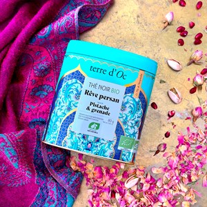 Thé noir bio Rêve Persan pistache grenade 80 g terre d'Oc