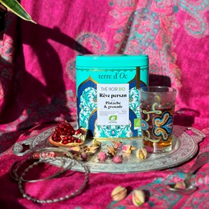 Thé noir bio Rêve Persan pistache grenade 80 g terre d'Oc