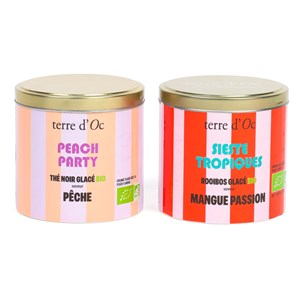 Coffret duo thé noir glacé pêche et rooibos glacé mangue passion bio terre d'Oc