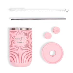 Coffret thé noir glacé bio saveur pêche et mug isotherme Qwetch terre d'Oc