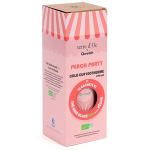 Coffret thé noir glacé bio saveur pêche et mug isotherme Qwetch terre d'Oc